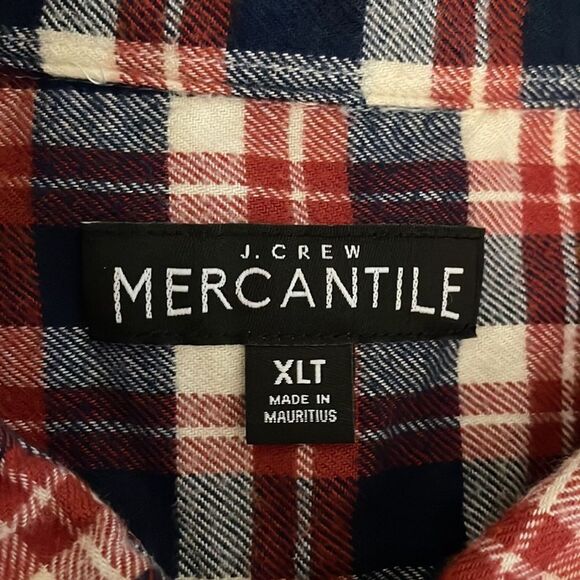 J. Crew Mercantile Tartan Plaid Flannel Button Up Shirt Mens Size XLT Tall Red - Picture 2 of 11